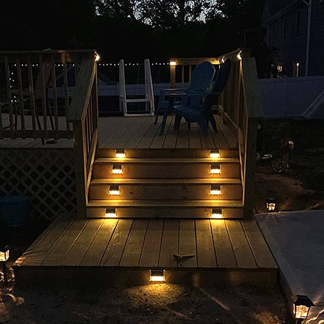 2 шт., открытый солнечный свет для ступеней, ночник для лестницы, садовый двор, водонепроницаемый солнечный забор, угловое освещение, украшение, водонепроницаемый светильник для лестницы 2026 - $25.99 –P7