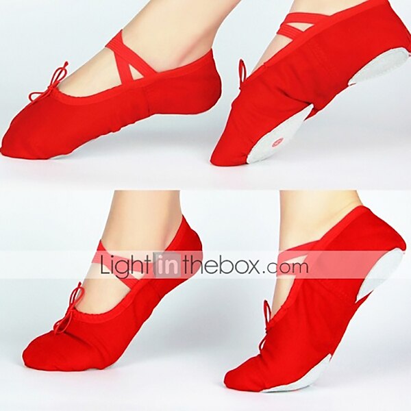 Mujer Zapatillas de Ballet Entrenamiento Plano Zapatilla Entrenamiento Elástico Banda Elástica Sin Cordones Niños Negro Blanco Rojo 2025 - $8.99 –P3