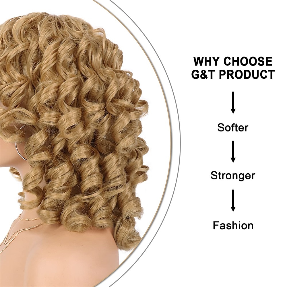 Wig Short Afro Curly Wigs for Black Women Dark Brown Curly Wig with Bangs Fluffy Shoulder Length Wigs Heat Resistant Synthetic Colorful Wigs for Daily Party Use 2025 - $28.99 –P17