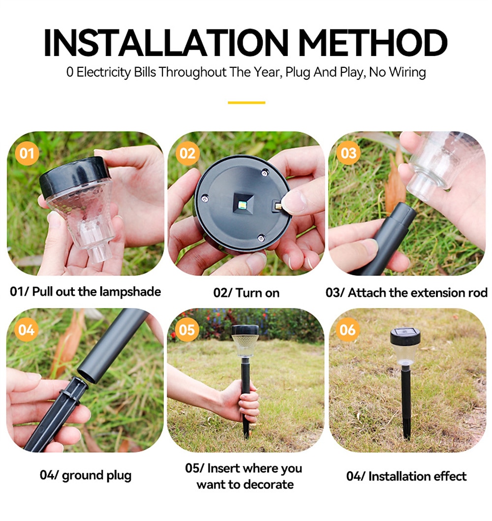 2/6 шт., солнечные садовые дорожки, уличные светодиодные газонные лампы rgb, теплый белый цвет для садового декора, ландшафтное освещение 2026 - $33.99 –P3