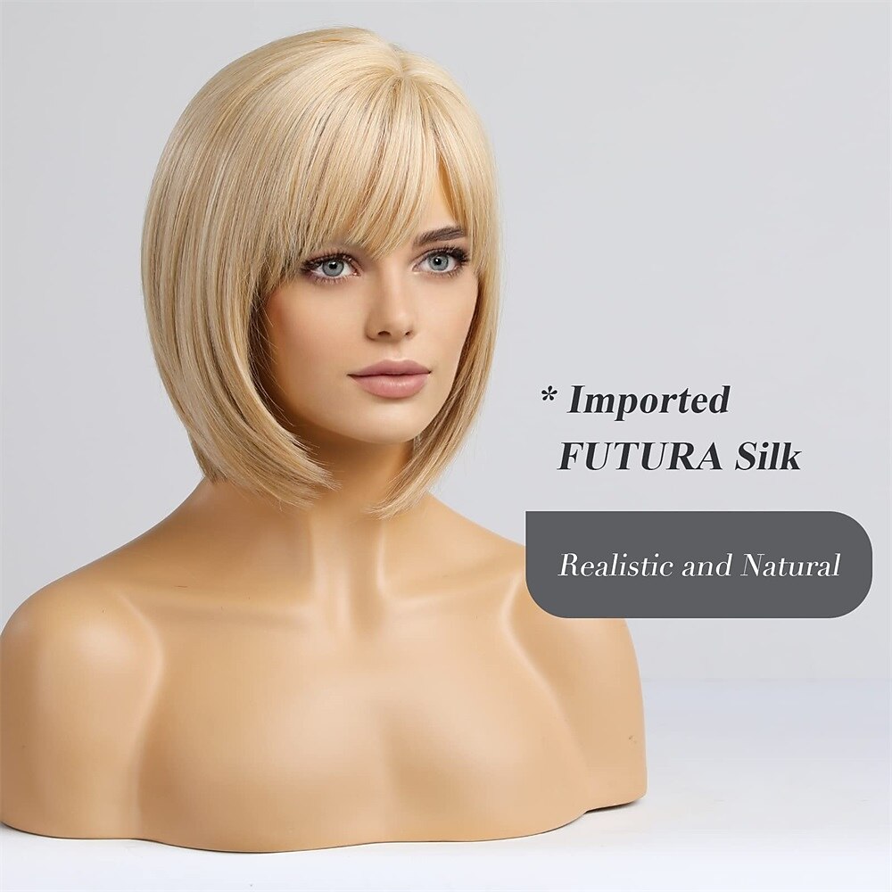 bob gemengde bruine pruiken voor vrouwen met pony 2025 - $28.99 –P10