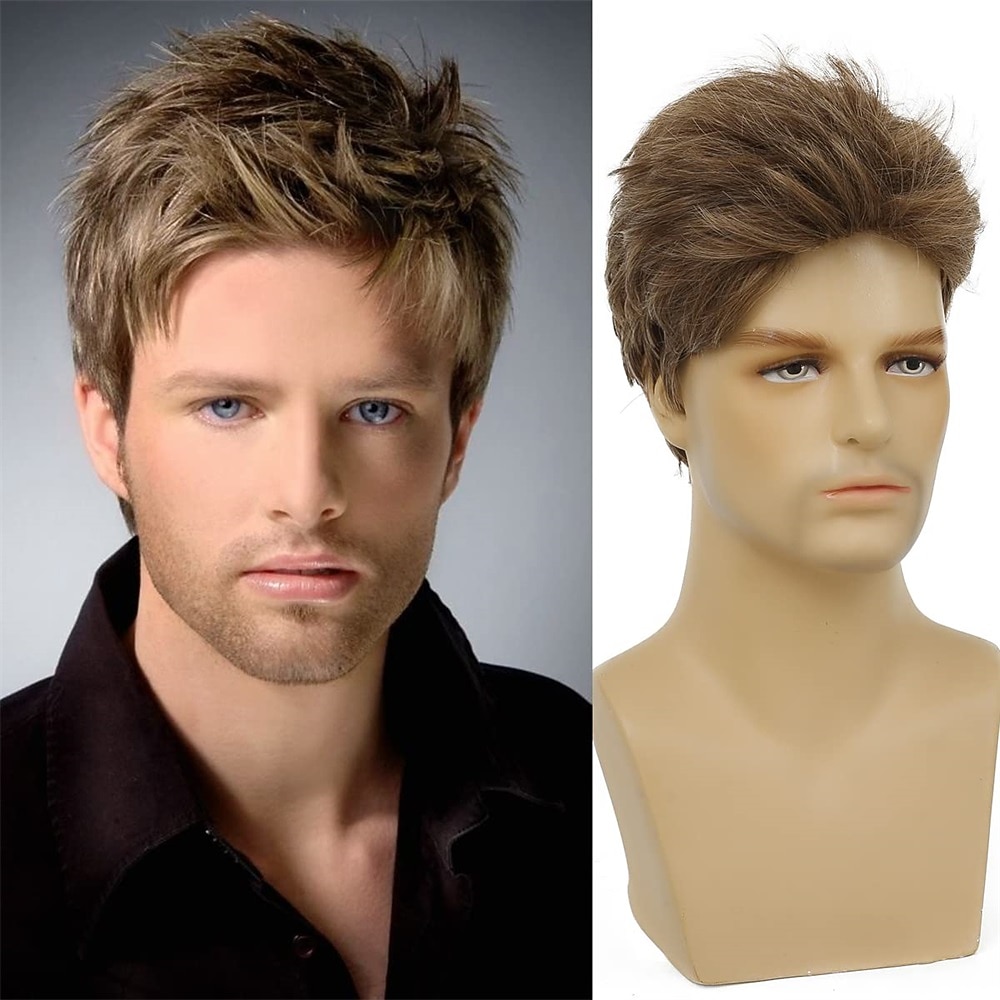 beskårne parykker for menn kortlagede naturlig syntetisk halloween cosplay-kostyme herreparykker 2026 - $21.99 –P7