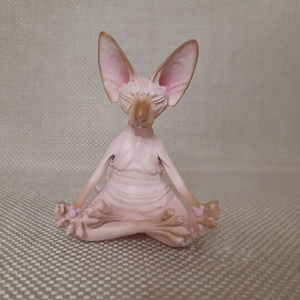 جديد القط تمثال تمثال التأمل sphynx اليوغا الحيوان القط التأمل فن النحت مايكرو الديكور حديقة المنزل مكتب زخرفة 2025 - $12.49 –P6