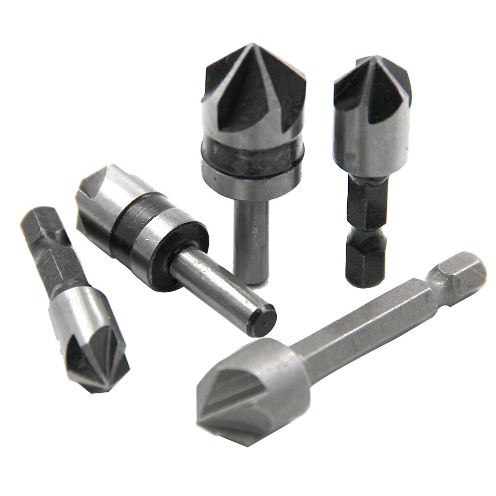 5pc 1/4 ''gambo 5 flauto smusso smussatura set misto cutter svasatore drill bit strumento la lavorazione del legno strumenti professionali di carpenteria del 2025 a $8.99 –P3