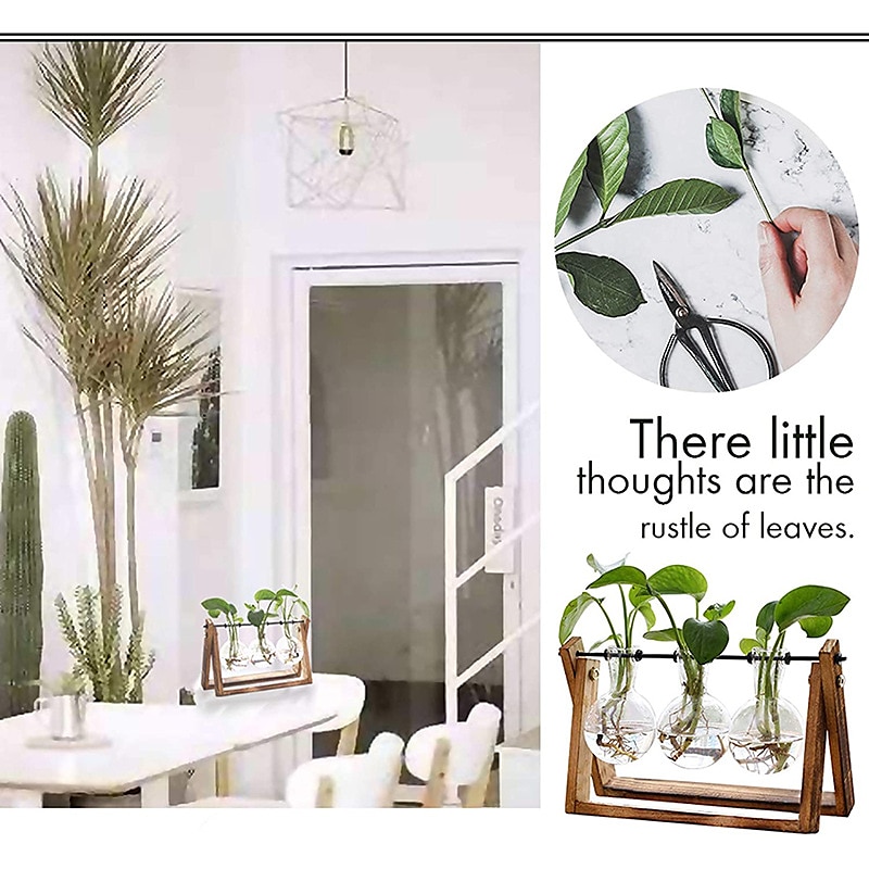 Creative Wooden Frame Glass Vase Tabletop Terrarium Hydroponics Plant Vases Bonsai 3 Transparent Flower Pot with Wooden Tray Home Decor 2026 - $20.99 –P3