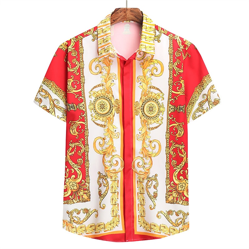 Per uomo Camicia Camicie da smoking Nero Bianco Blu Verde Manica corta Pop art Collo ripiegabile Primavera estate Esterno Strada Abbigliamento Bottone giù del 2025 a $17.49 –P4