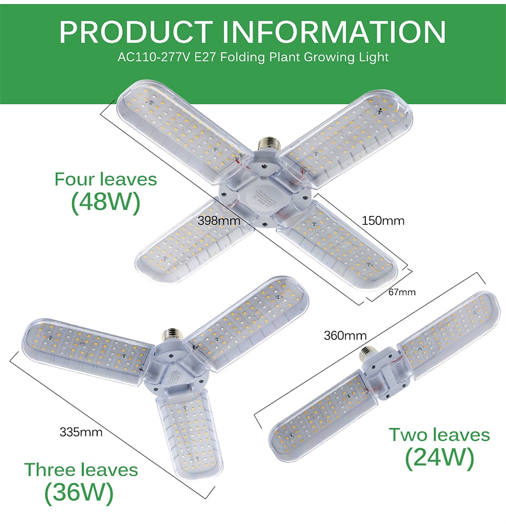 LED Grow Light Full Spectrum E27 Folding Plant Grow Light AC110V 220V Phyto Lamp For Indoor Vegetable Flower Seedling 2026 - $34.99 –P2