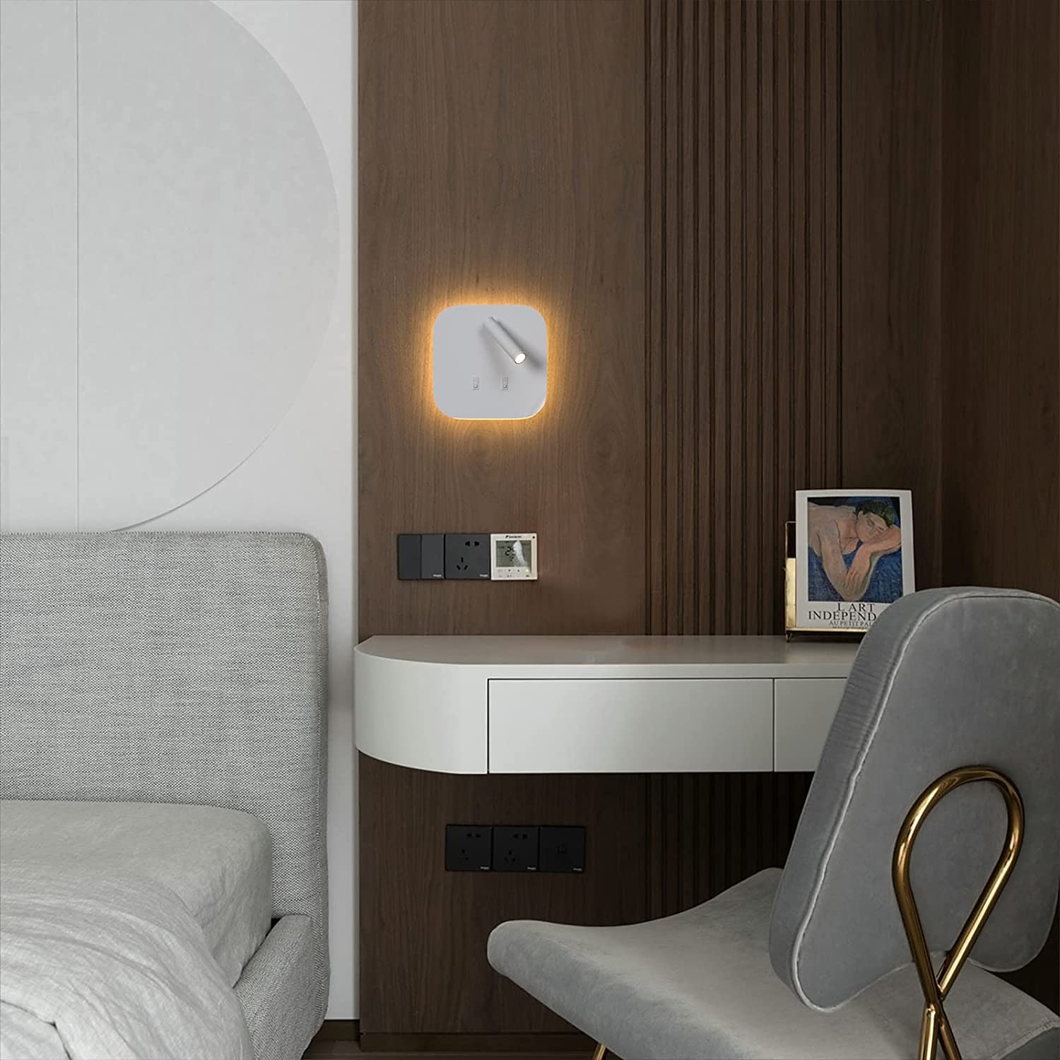 8w moderne intérieur applique murale led applique murale lecture projecteur avec interrupteur 350 pivotant 2 en 1 5w mur projecteur led applique murale pour chambre de chevet salon salle d'étude de 2025 ? $42.99 –P1