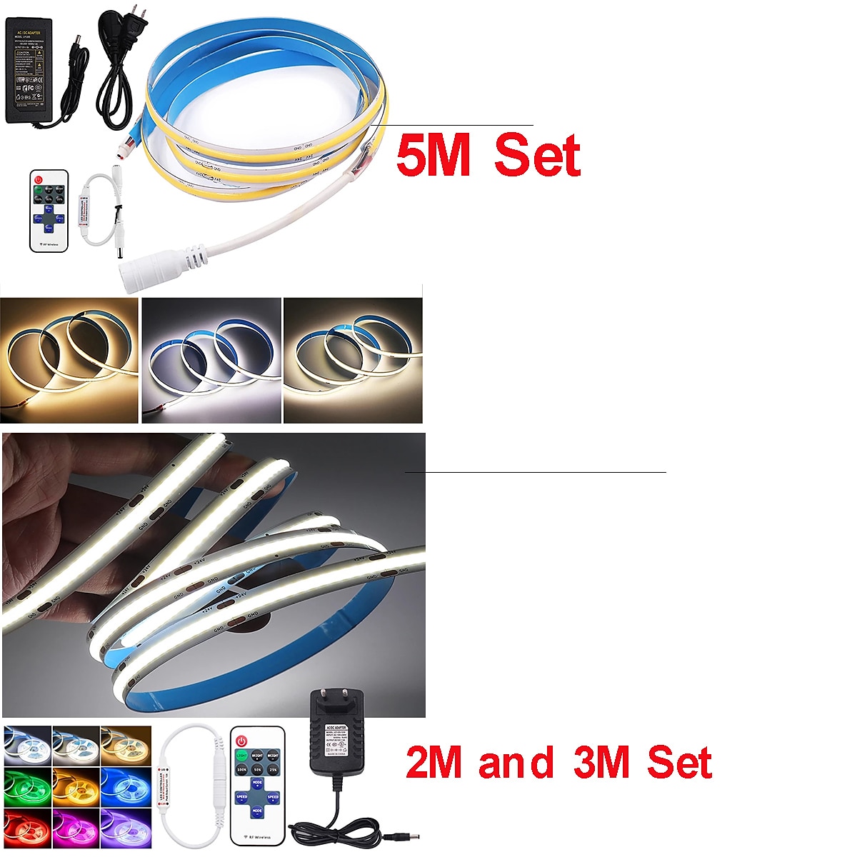 2~5m COB LED Strip Ligh 640/960/1600 LEDs 10mm Warm White Red Blue Yellow 12V for Under Cabinet Vanity Mirror Bedroom Kitchen 2025 - $33.99 –P1
