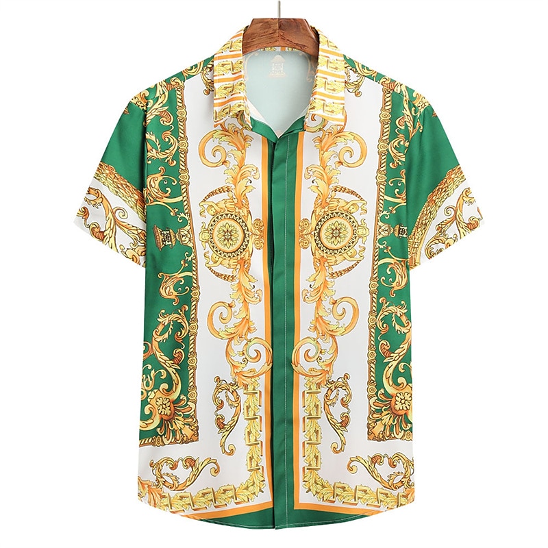 Per uomo Camicia Camicie da smoking Nero Bianco Blu Verde Manica corta Pop art Collo ripiegabile Primavera estate Esterno Strada Abbigliamento Bottone giù del 2025 a $17.49 –P6