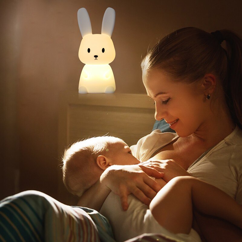 led kanin nattlys kaninlampe for barn berøringssensor dyr tegneserie søt lampe fargerik usb oppladbar silikongave barnehage jente gutt småbarn kawaii romdekorasjon soverom nattbordslampe 2025 - $35.99 –P12
