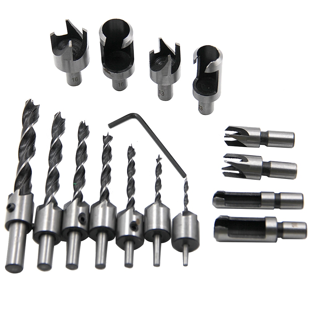 23 יחידות פתיחת עץ DIY סט chamferer שלוש נקודות שקוע שקוע מקדחה פקק מיקום מרכזי אגרוף 2025 - $30.99 –P3