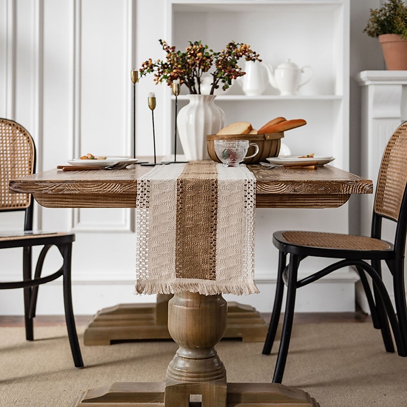Farmhouse Table Runner Vintage Table Runner Cotton Linen Table Decorations for Dining Party Holiday 2025 - $13.99 –P14