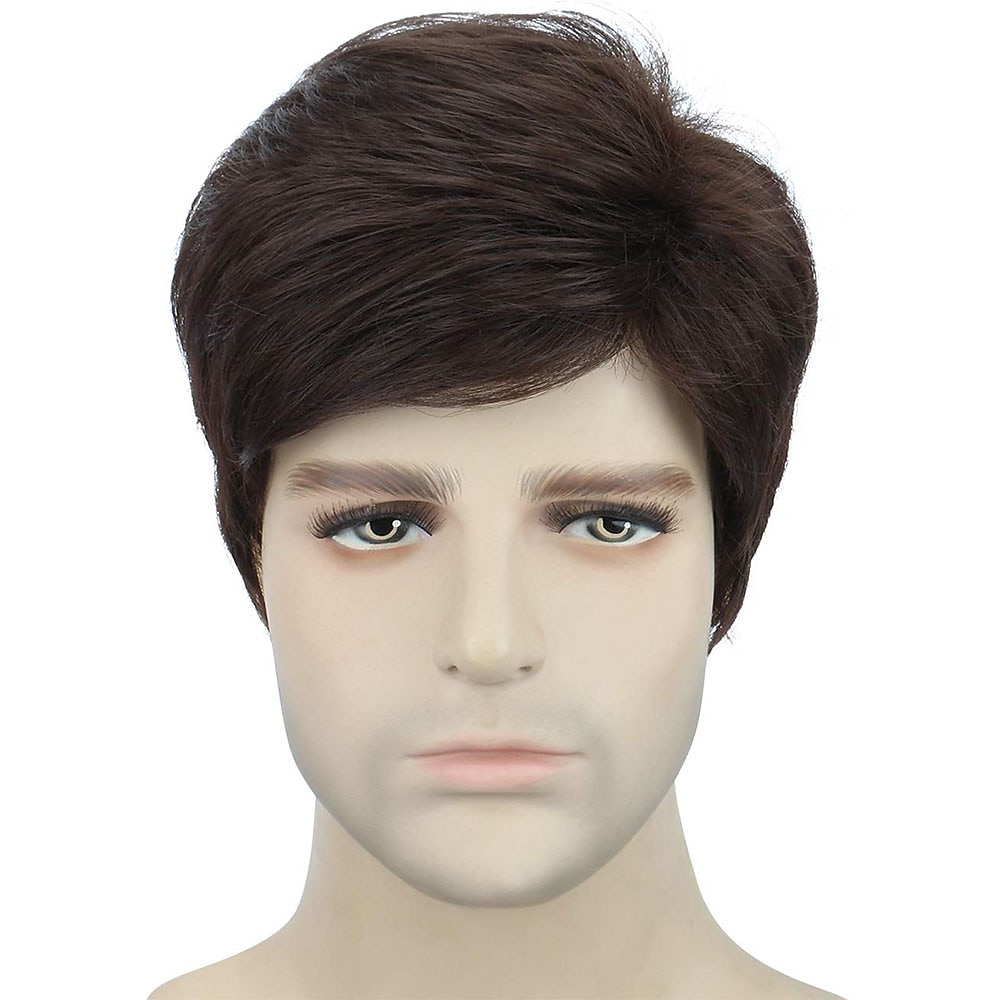 korte rechte blonde pruik voor mannen, hittebestendige pruik van synthetisch haar 2026 - $21.99 –P6