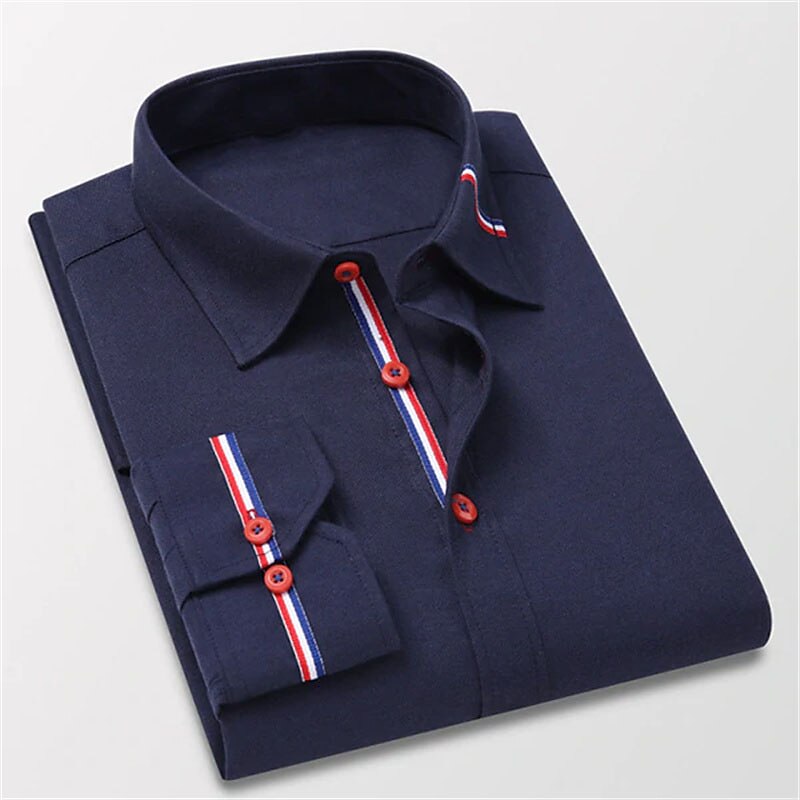 Voor heren Overhemd met knopen Overhemd Shirt met kraag Wit Rood Marineblauw Lange mouw Effen Strijkijzer Lente & Herfst Bruiloft Buiten Kleding Button-omlaag 2025 - $20.99 –P2