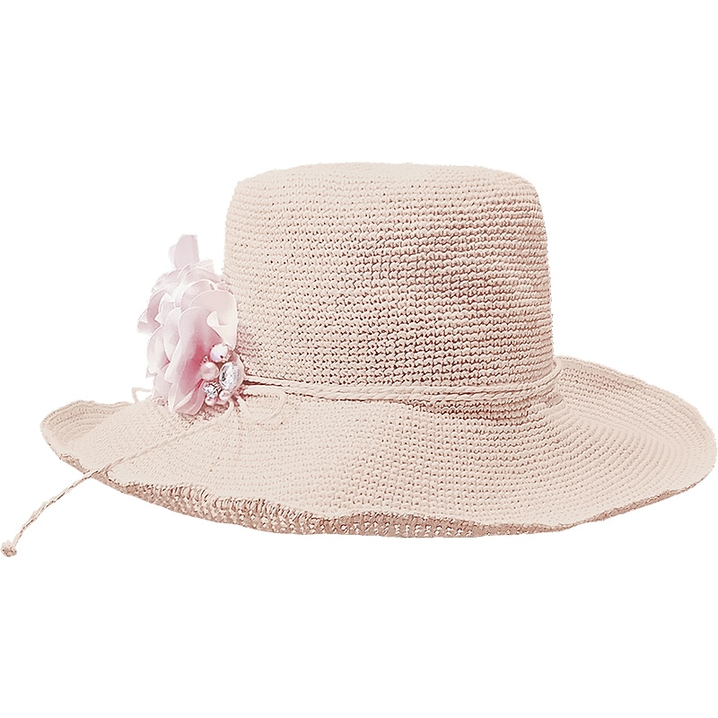 eleganti cappelli di paglia da spiaggia con fiocco in raso 1pc per feste / serate / copricapo casual del 2025 a $22.99 –P10