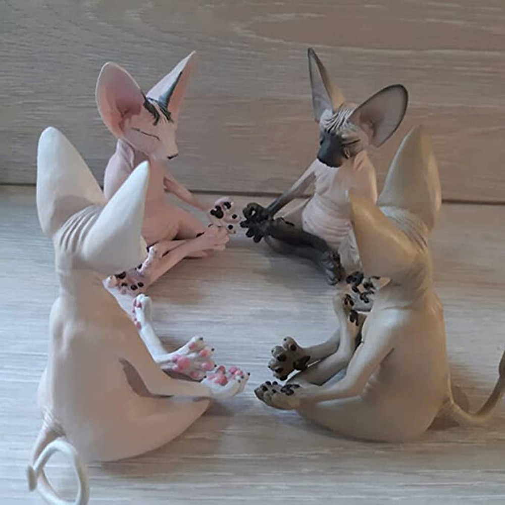 جديد القط تمثال تمثال التأمل sphynx اليوغا الحيوان القط التأمل فن النحت مايكرو الديكور حديقة المنزل مكتب زخرفة 2025 - $12.49 –P3