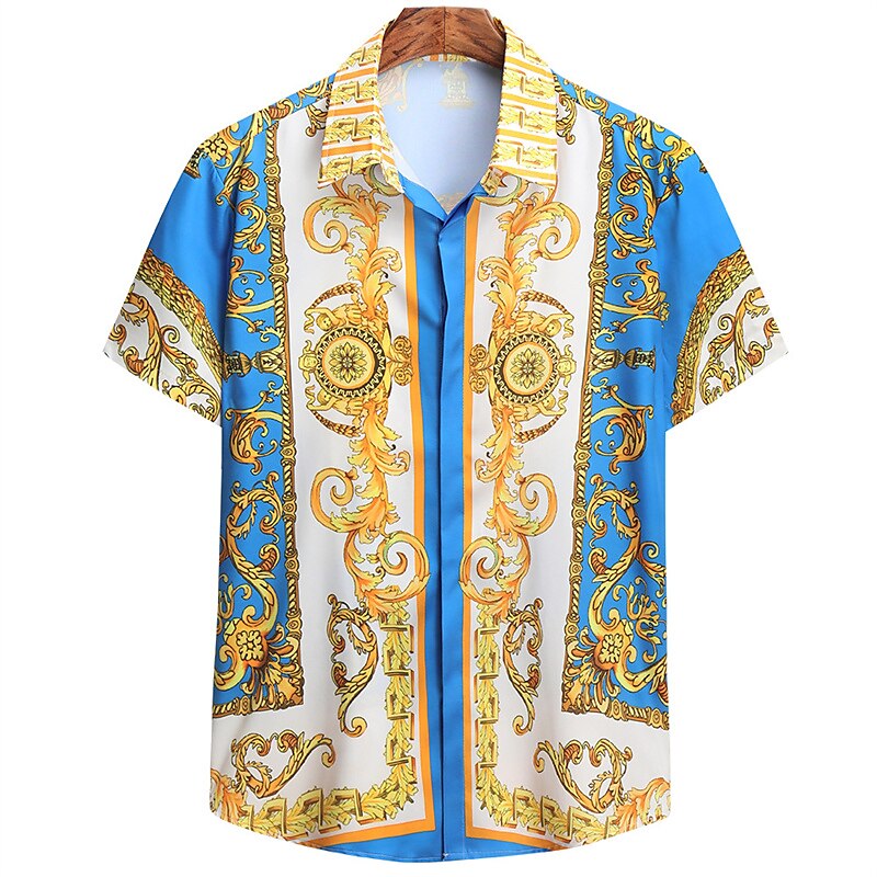 Per uomo Camicia Camicie da smoking Nero Bianco Blu Verde Manica corta Pop art Collo ripiegabile Primavera estate Esterno Strada Abbigliamento Bottone giù del 2025 a $17.49 –P5