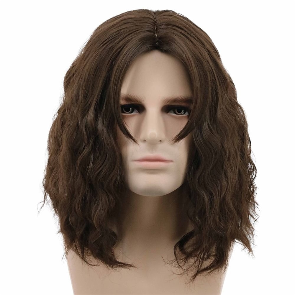 perucă amuzantă pentru bărbați perucă pufoasă scurtă și ondulată maro perucă cosplay perucă anime peruci de halloween 2025 - $24.99 –P6