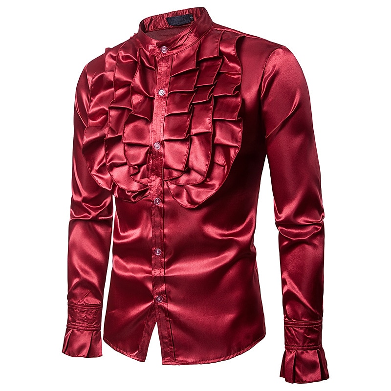 Retro Vintage Rococó Vitoriano Blusa / Camisa Baile de Máscara Príncipe Colarinho Chinês Homens Baile de Máscaras Festa / Noite Carnaval de Veneza Adulto Blusa de 2025 por $24.99 –P5