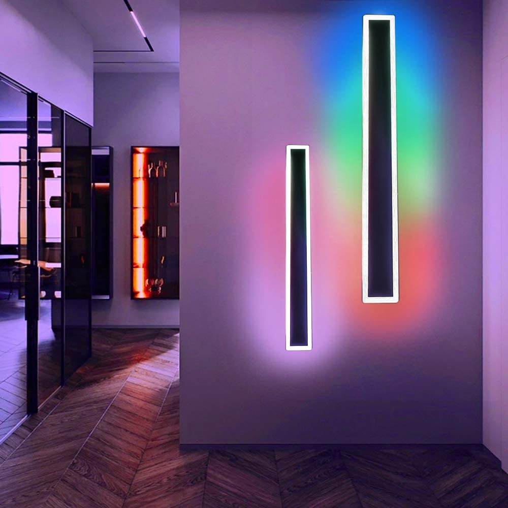 rgb luz de parede escurecimento colorida led ws2811 ic lâmpada de parede com controle remoto rf 15 w arandela de alumínio acrílico para sala de estar quarto corredor fundo decoração de 2025 por $134.99 –P1