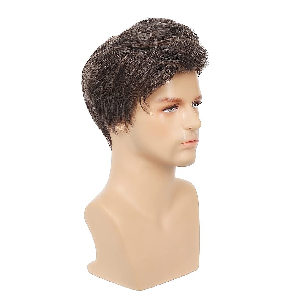 férfi parókák szürke rövid réteges paróka szintetikus helyettesítő cosplay jelmez buli napi viselet haj paróka 2026 - $24.99 –P15