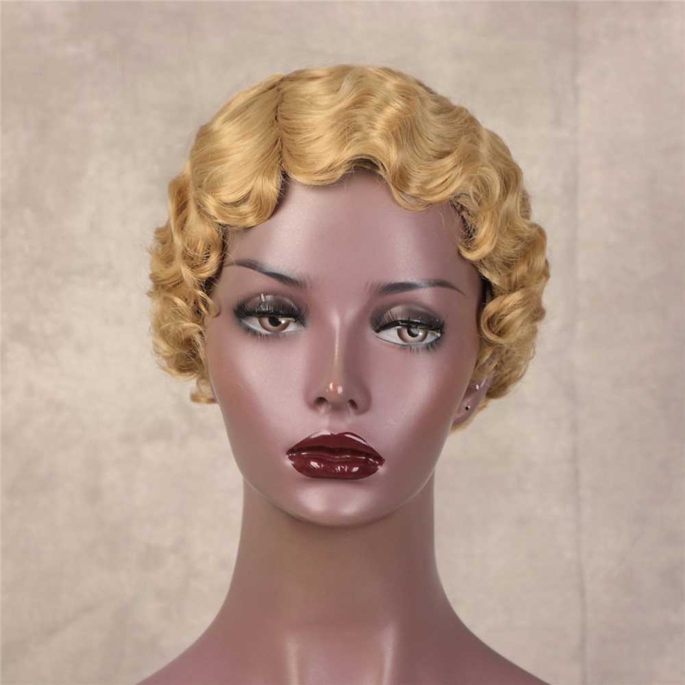 parrucche brasiliane corte dei capelli umani del taglio di pixie acconciature delle onde delle dita per le donne nere parrucche piene fatte a macchina parrucche corte del 2025 a $3.99 –P4