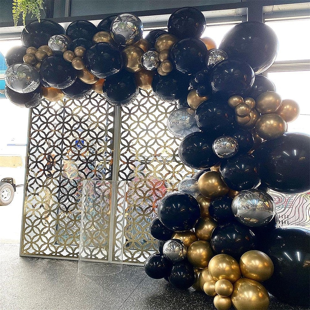 138 pz fai da te oro e nero ghirlanda palloncini kit con 18/12/10/inch metallico chromeballoons per la festa di compleanno celebrazione laurea addio al nubilato matrimonio baby shower cerimonia del 2025 a $37.99 –P5