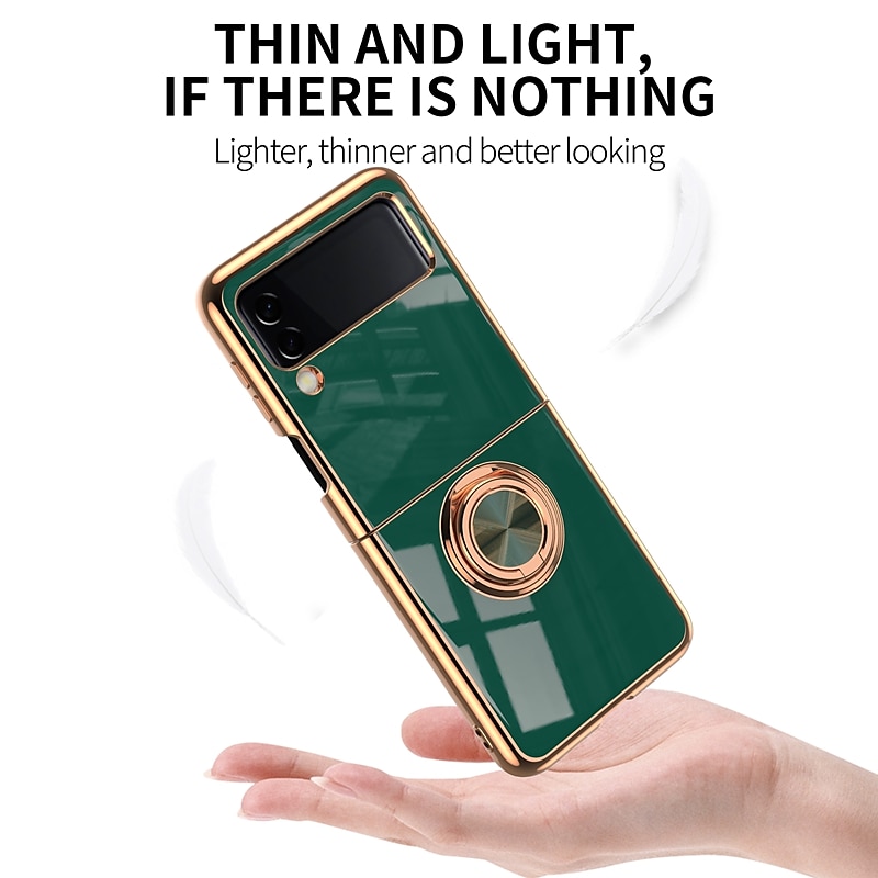 2025年 電話 ケース 用途 サムスンのギャラクシー Zフリップ7 Zフリップ6 Z Flip 5 Z Flip 4 Z Flip 3 バックカバー メッキ仕上げ バンカーリング 磁石バックル ソリッド TPU コレクション – $15.99 –P7