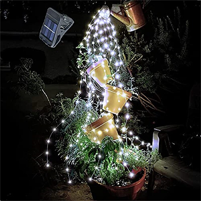luciole solaire bouquet lumières de jardin extérieur cascade guirlande lumineuse 2m 180leds avec 8 modes clignotants pour patio décoration de fête de mariage arbre de noël el 5mm blanc chaud blanc de 2025 ? $26.99 –P6