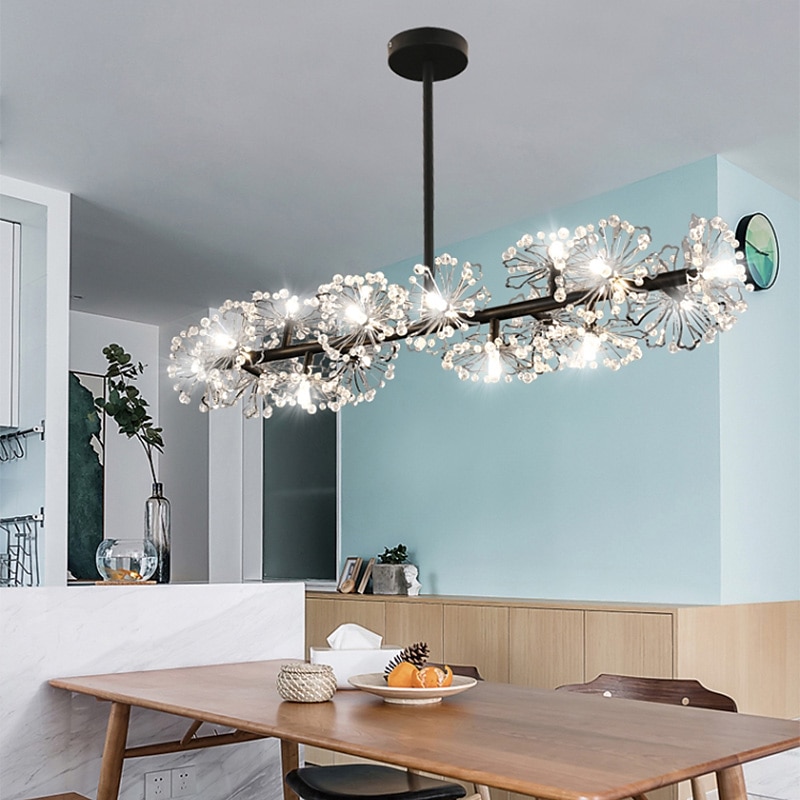 105 cm blomsterstil lysekrone krystall hengelys led rustfritt stål kunstnerisk stil moderne stue spisestue soverom 2025 - $279.99 –P3