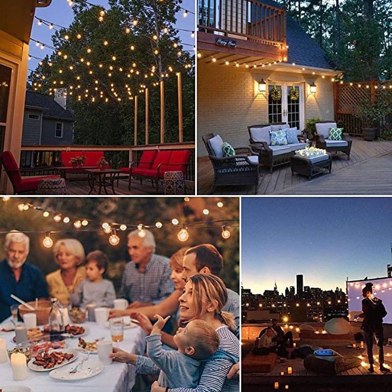 elegante festa di ricevimento di nozze luci a globo per esterni luci solari a led per matrimonio 6m-30 lampadine 5m-20 lampadine luci da giardino per matrimonio impermeabili per layout di festa di del 2025 a $43.99 –P8