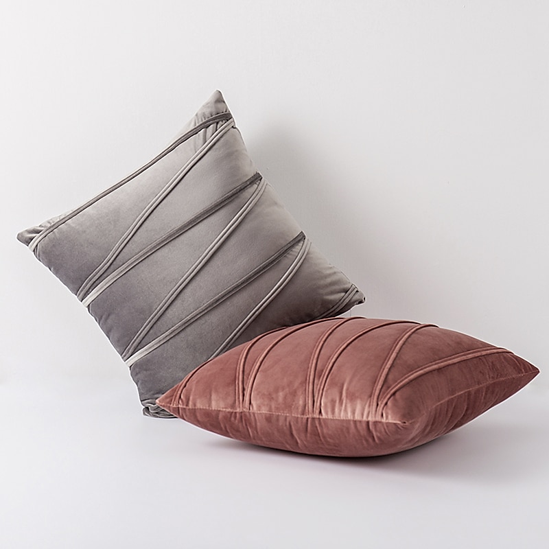 dekorative kasteputer putetrekk stripet fløyel moderne dekorative solide putetrekk putevar myk koselig til seng sofa sofa bil stue rosa blå salvie grønn brent oransje 2025 - $19.99 –P2