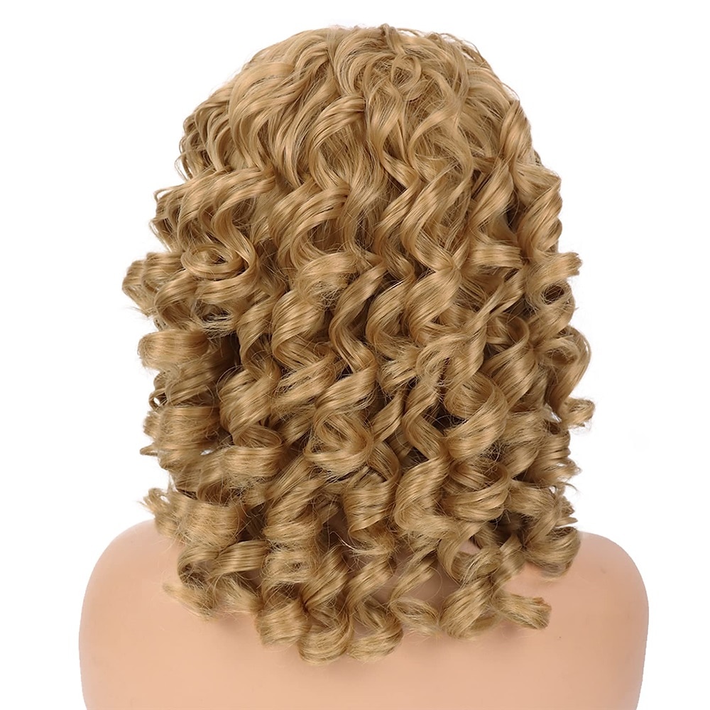 Wig Short Afro Curly Wigs for Black Women Dark Brown Curly Wig with Bangs Fluffy Shoulder Length Wigs Heat Resistant Synthetic Colorful Wigs for Daily Party Use 2025 - $28.99 –P15