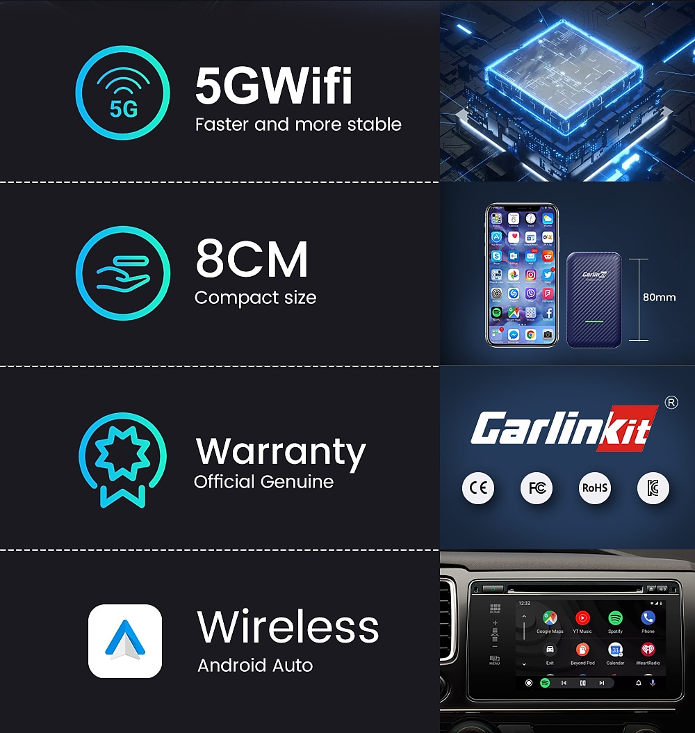 Carlinkit 4.0 Wireless Carplay Android Auto Adapter 2022 Upgraded  Compatible Built-in Wired Carplay Car Plug & Play, Available For Android  Phones And