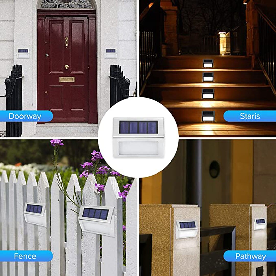 2 шт., открытый солнечный свет для ступеней, ночник для лестницы, садовый двор, водонепроницаемый солнечный забор, угловое освещение, украшение, водонепроницаемый светильник для лестницы 2026 - $25.99 –P10