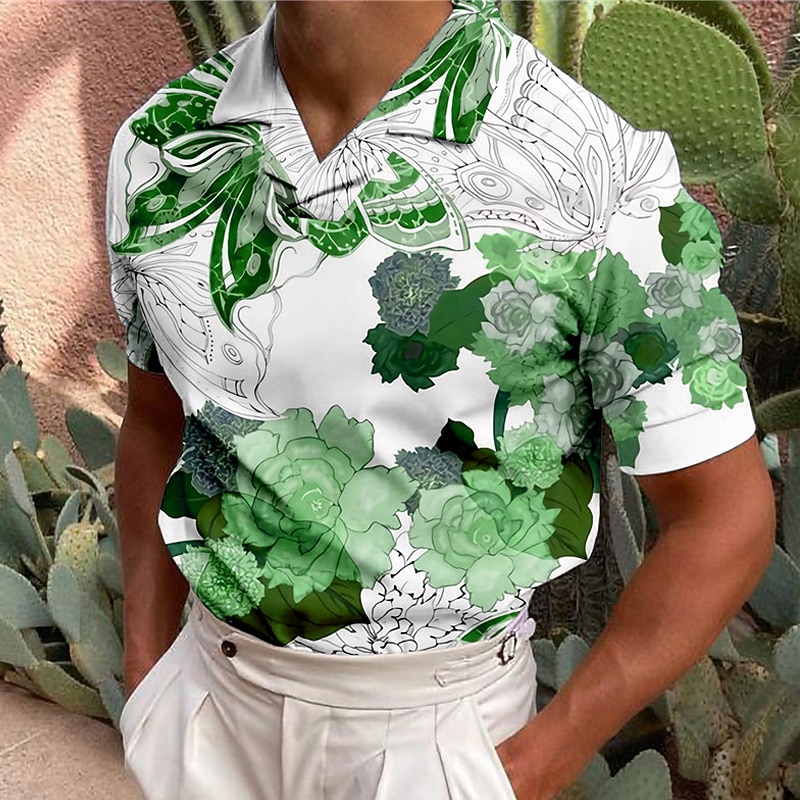 Per uomo Floreale Magliette polo Polo hawaiane Camicia da golf Golf Manica corta Camicia Collo ripiegabile Informale Giornaliero Stampa 3D Blu Viola Marrone Verde Stampa Bottone giù Abbigliamento Di del 2025 a $22.99 –P5
