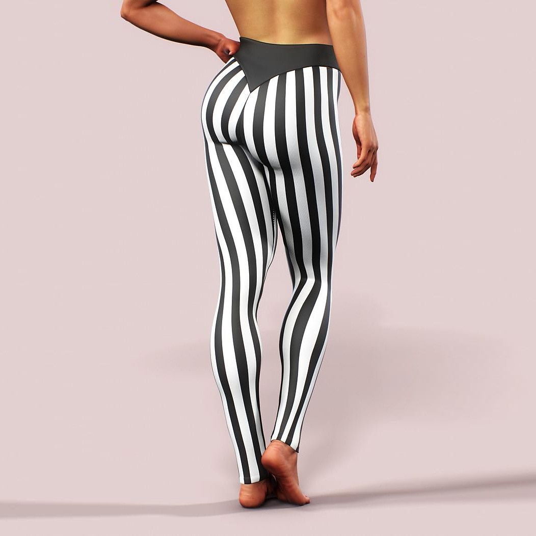 Damen Normal Strumpfhosen Leggins Casual / sportlich Athleisure Knöchellänge Mittlere Taillenlinie Streifen Bedruckt Bauchkontrolle Kolbenheber Komfort elastisch Yoga Wochenende Schwarz Sommer 2025 - $13.99 –P4