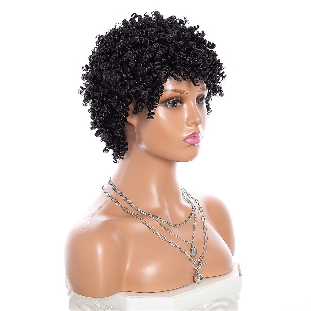 parrucche grigie per donne nere parrucche afro parrucche ricci corti parrucca riccia crespa con frangetta parrucche di capelli naturali del 2025 a $36.99 –P4