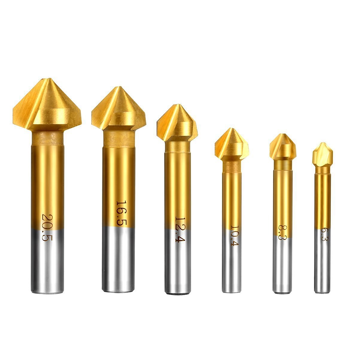 ronde schacht 6 stks/set 3 fluit hss harde metalen drie rand afschuining afkanten frees cutter bit verzinkboor 2025 - $17.99 –P6