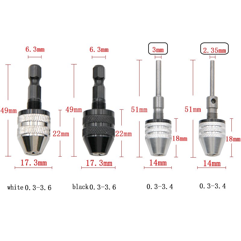 Mini Keyless Drill Chuck 0.3-8mm Self-Tighten Electric Drill Bits Collet Fixture Tools 1/4  Inch Hex Shank Quick Change Converter 2025 - $14.99 –P8