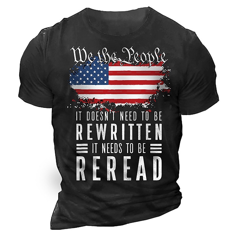 Dzień Weteranów Męski Patriotyczny Weteran Graficzny Flaga Literowy T-shirt Zniszczona Koszulka Krótkie Rękawy Koszulka 3D Druk Koszulka z Okrągłym Dekoltem Vintage Moda Klasyczna Na Zewnątrz Casual 2025 - $17.99 -P4