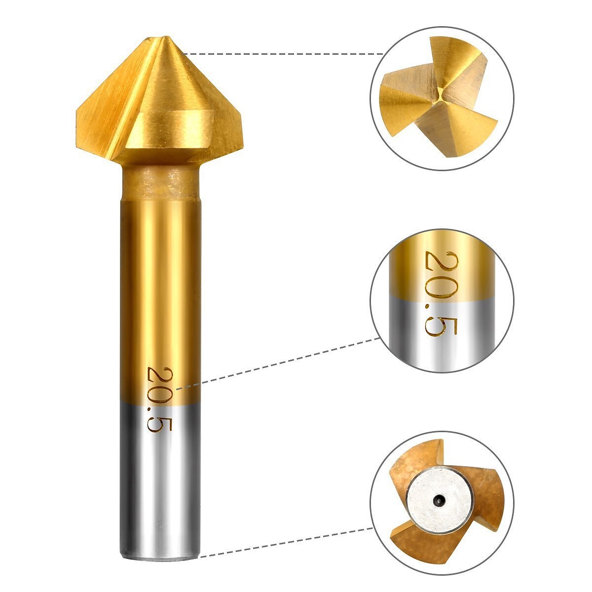ronde schacht 6 stks/set 3 fluit hss harde metalen drie rand afschuining afkanten frees cutter bit verzinkboor 2025 - $17.99 –P4