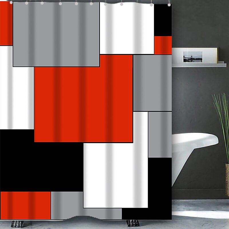 Κουρτίνα ντους με γάντζους 180cm*180cm(70"*70") Πολυεστέρας Πλενόμενη Αδιάβροχη Γεωμετρικό Σύγχρονο Απλό Σχέδιο 2025 - $27.99 –P13
