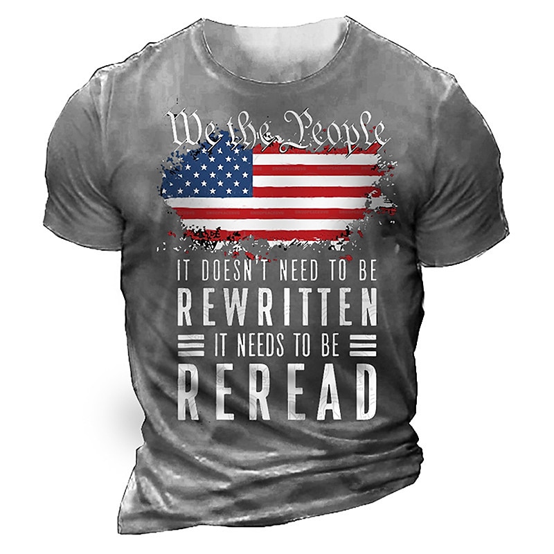 Dzień Weteranów Męski Patriotyczny Weteran Graficzny Flaga Literowy T-shirt Zniszczona Koszulka Krótkie Rękawy Koszulka 3D Druk Koszulka z Okrągłym Dekoltem Vintage Moda Klasyczna Na Zewnątrz Casual 2025 - $17.99 -P2