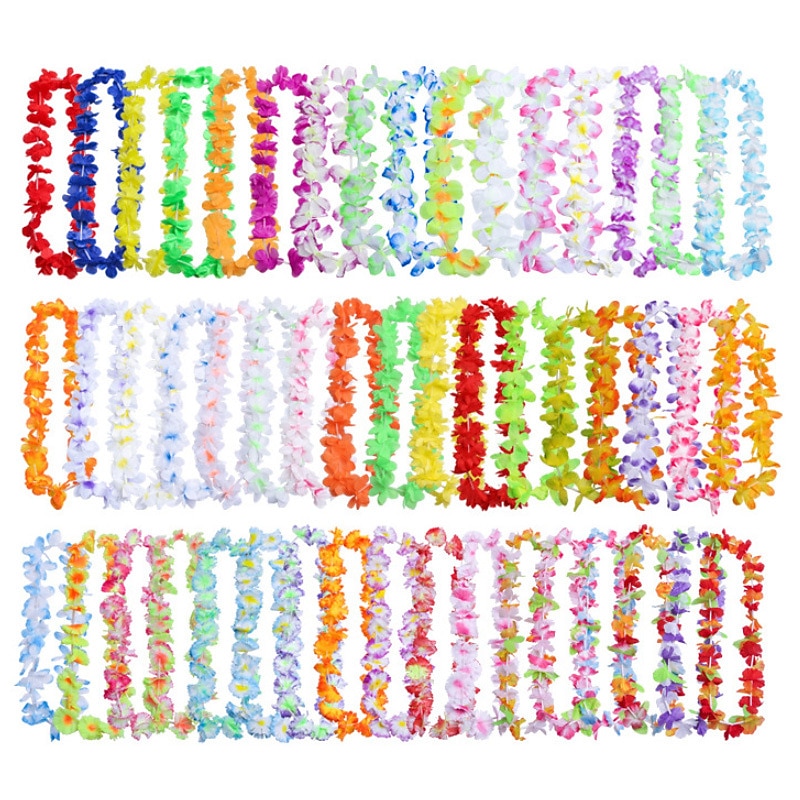 50 pz hawaiian leis collana tropicale luau hawaii fiore di seta lei festa a tema favori corone fasce vacanza matrimonio spiaggia decorazioni di compleanno del 2025 a $40.99 –P5
