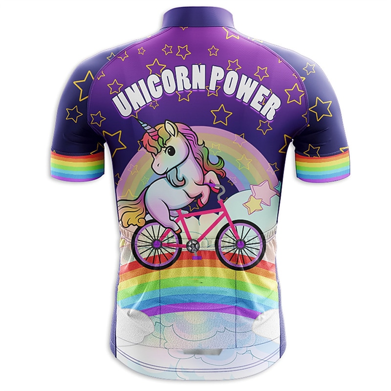 Voor heren Wielrenshirt Eenhoorn Grappig Engelse slogan Korte mouw Fietsen Shirt Kleding Bovenlichaam met 3 achterzakken Bergracen Wegwielrennen Sneldrogend Reflecterende strips Achterzak 2026 - $30.99 –P3