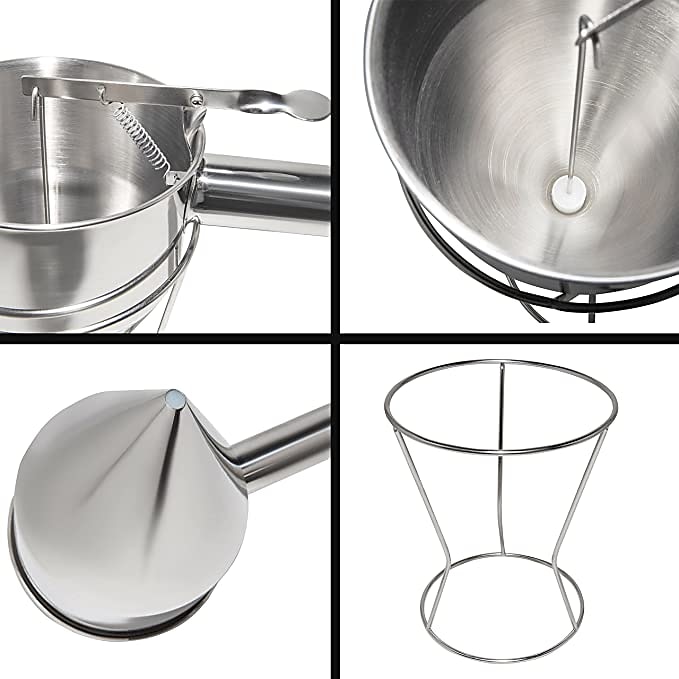 imbuto a pistone in acciaio inox con supporto imbuto dosatore panna per cupcake al cioccolato strumento palline di polpo utensili da cucina del 2025 a $29.99 –P3