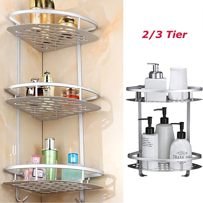 Shower Caddy Bathroom Corner Shower Rack 2/3 Layer Space Aluminum Bathroom Shelf Accessories Set Removable Rack Bathroom Shelf organizador 2026 - $28.99 –P2