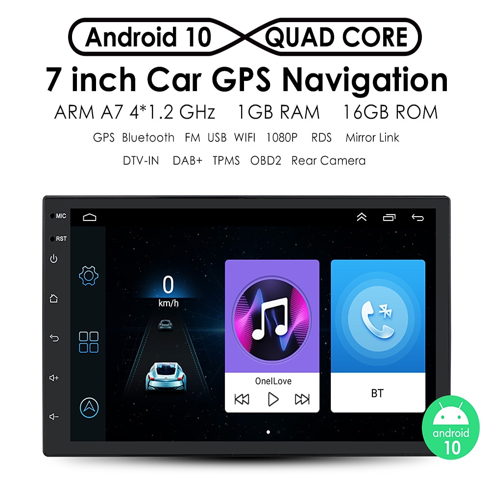 Double 2Din 10.1" Android 8.1 Car GPS Navi Audio Stereo Radio Player Wifi OBD2 